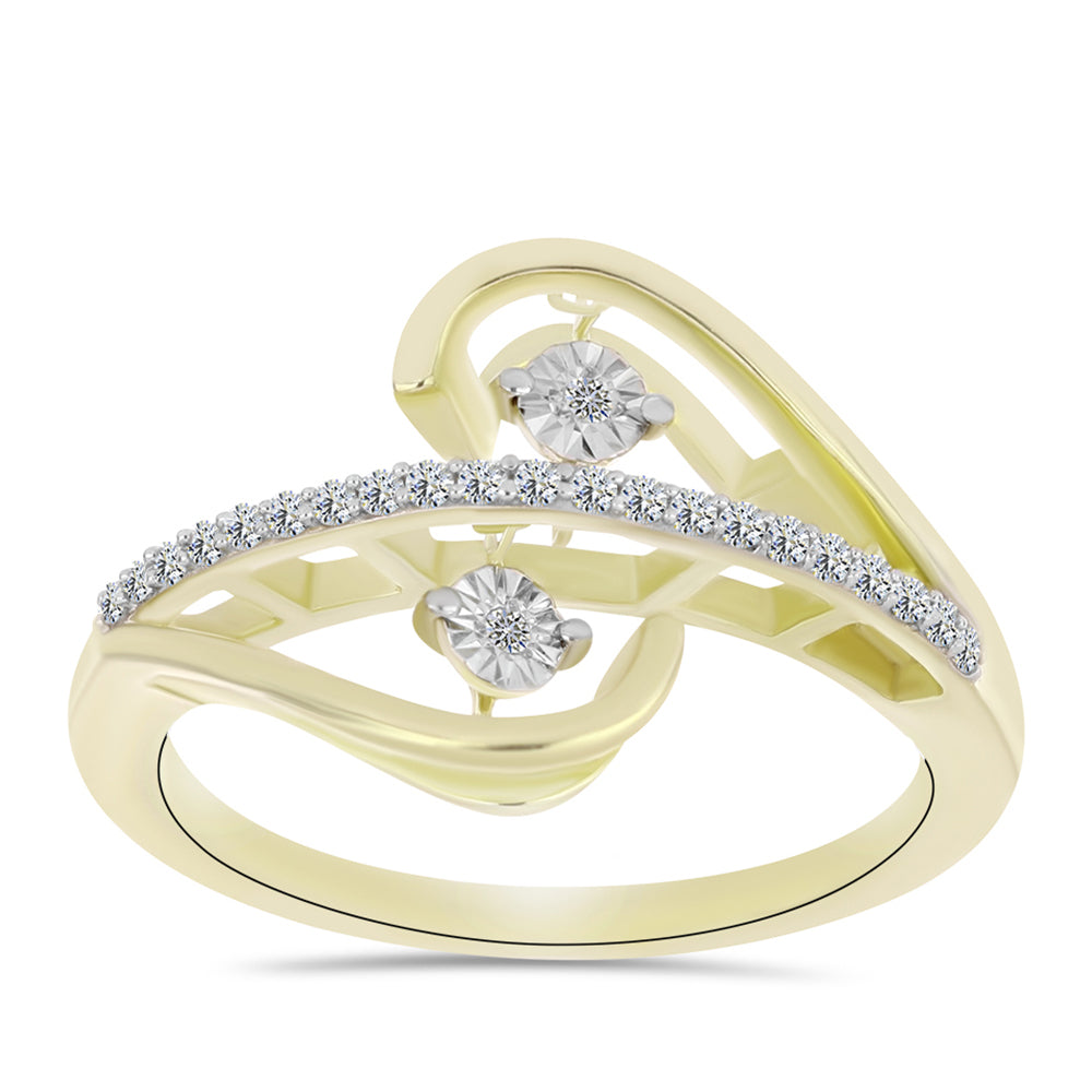 Anillo de Plata Bañada en Oro con Diamante blanco y Topacio Blanco 3 