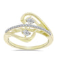 Anillo de Plata Bañada en Oro con Diamante blanco y Topacio Blanco