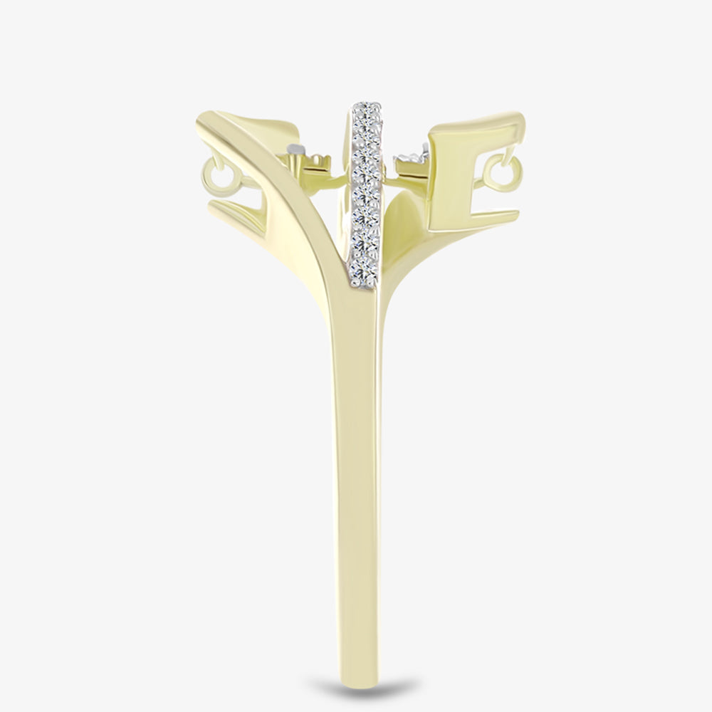 Anillo de Plata Bañada en Oro con Diamante blanco y Topacio Blanco 8 