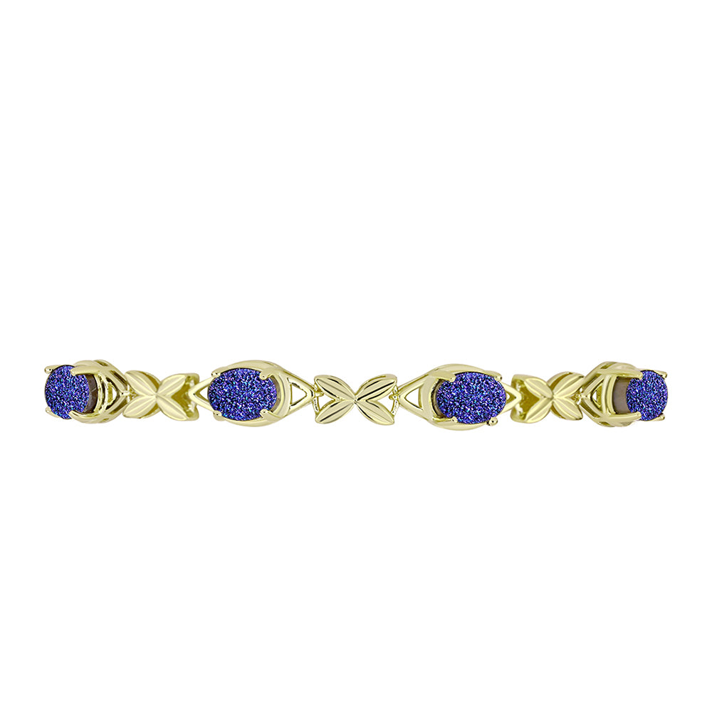 Pulsera de Plata Bañada en Oro con Drusa Purpura 5 