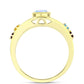 Anillo de Plata Bañada en Oro con Piedra Lunar Arco Iris y Amatista de Marruecos