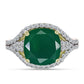 Anillo de Plata Bañada en Oro con Ágata Verde y Topacio Blanco