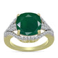 Anillo de Plata Bañada en Oro con Ágata Verde y Topacio Blanco