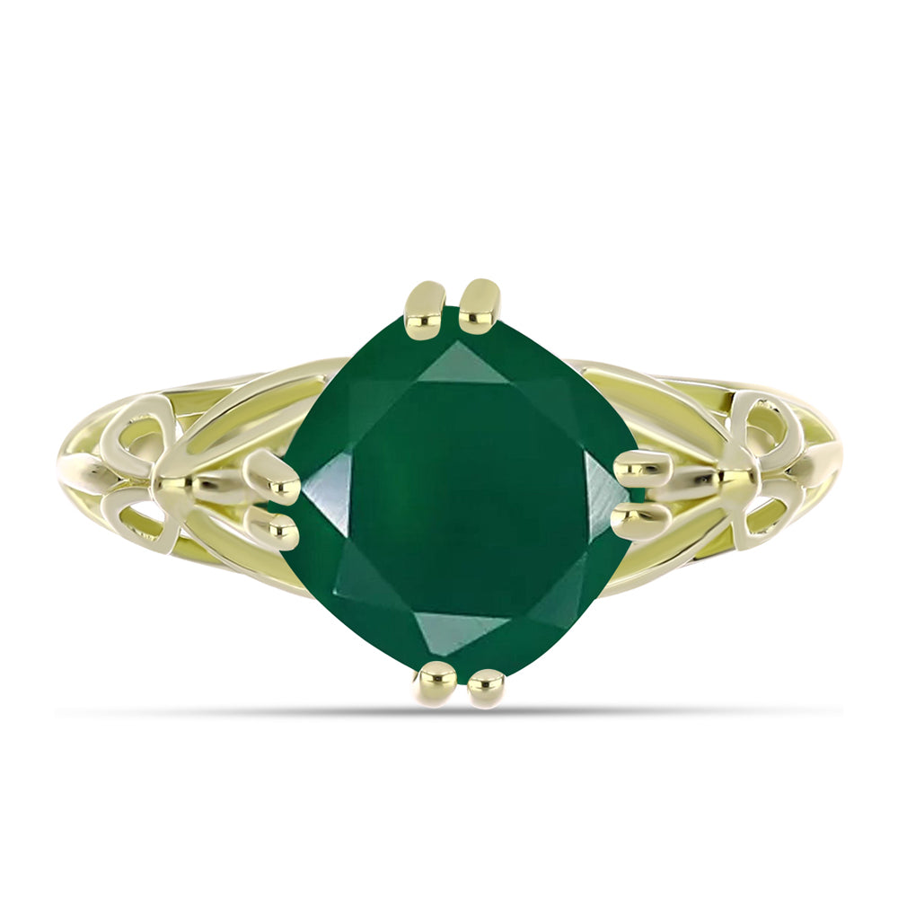 Anillo de Plata Bañada en Oro con Ágata Verde 1 