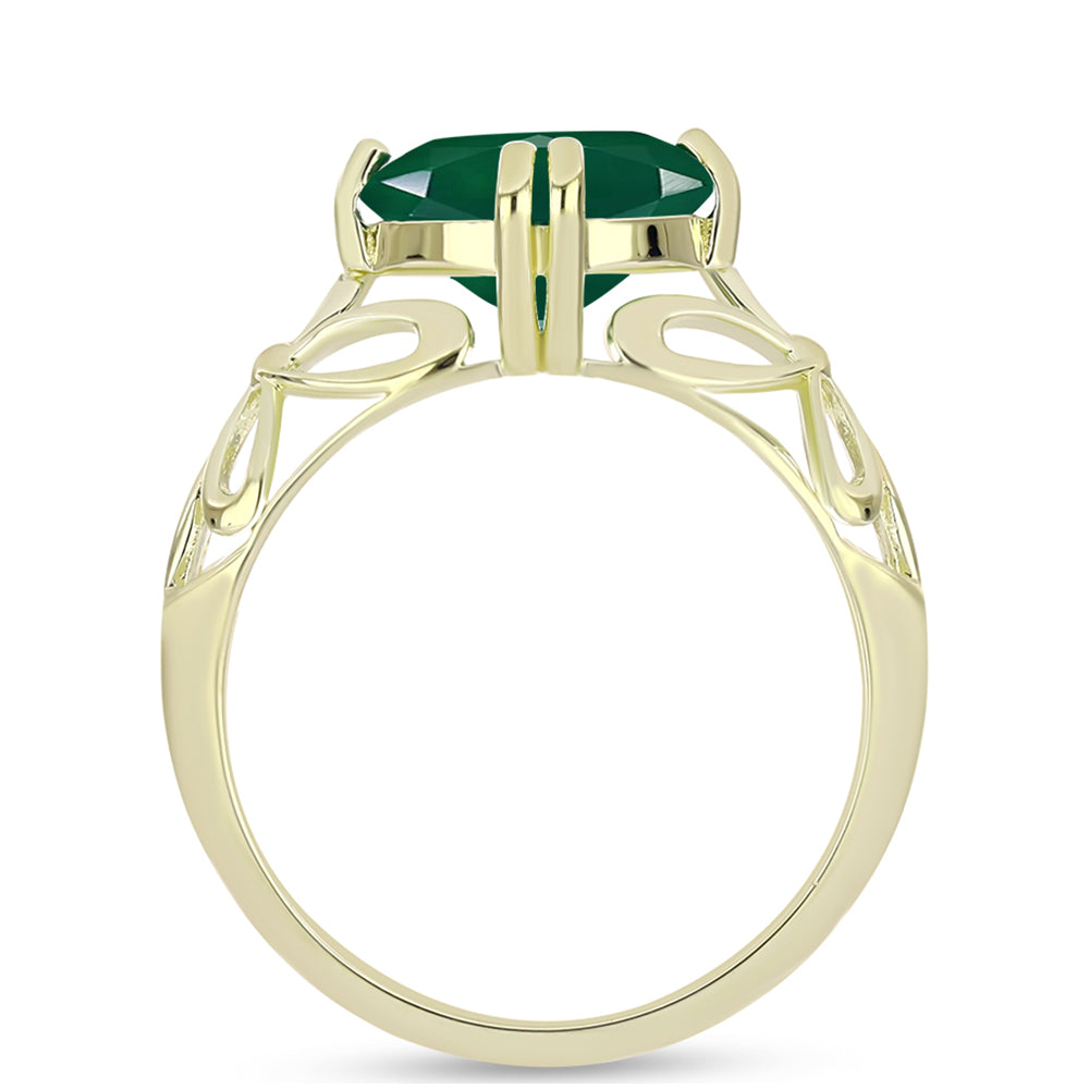 Anillo de Plata Bañada en Oro con Ágata Verde