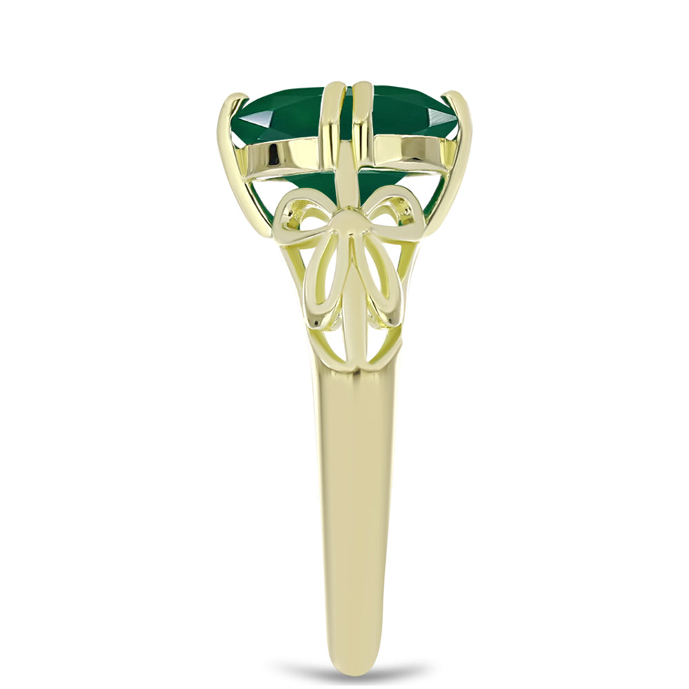 Anillo de Plata Bañada en Oro con Ágata Verde