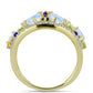 Anillo de Plata Bañada en Oro con Piedra Lunar Arco Iris y Amatista de Marruecos