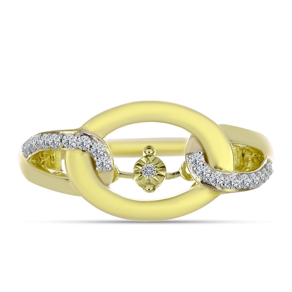 Anillo de Plata Bañada en Oro con Diamante blanco y Topacio Blanco 1 
