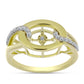 Anillo de Plata Bañada en Oro con Diamante blanco y Topacio Blanco