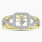 Anillo de Plata Bañada en Oro con Diamante blanco y Topacio Blanco