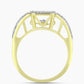 Anillo de Plata Bañada en Oro con Diamante blanco y Topacio Blanco