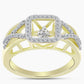 Anillo de Plata Bañada en Oro con Diamante blanco y Topacio Blanco