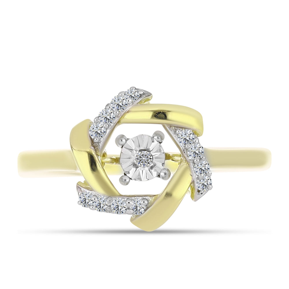 Anillo de Plata Bañada en Oro con Diamante blanco y Topacio Blanco 1 