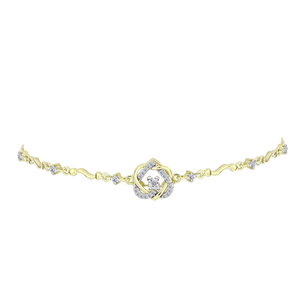 Pulsera de Plata Bañada en Oro con Diamante blanco y Topacio Blanco 3 