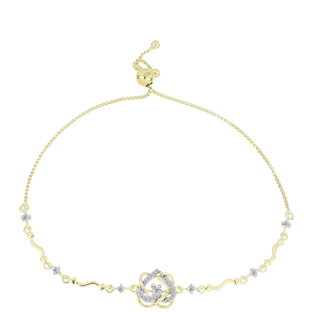Pulsera de Plata Bañada en Oro con Diamante blanco y Topacio Blanco