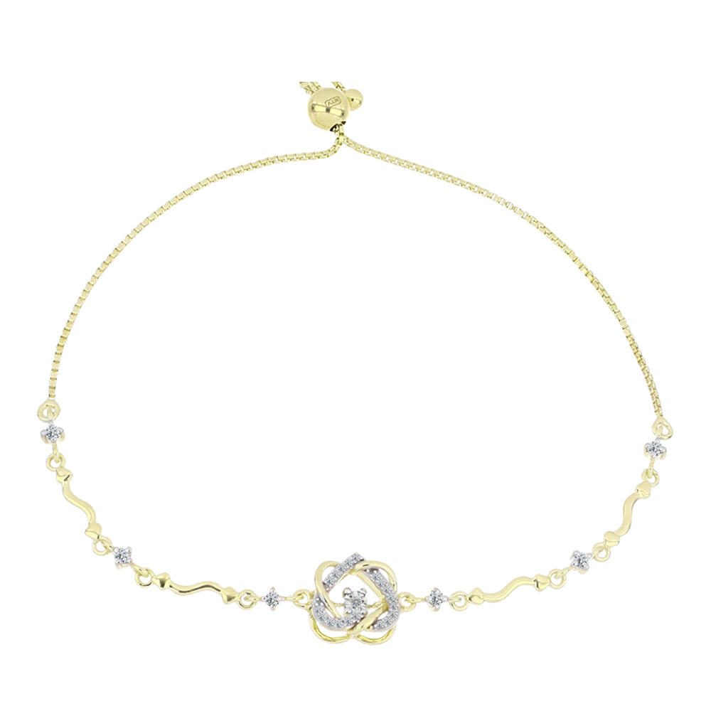 Pulsera de Plata Bañada en Oro con Diamante blanco y Topacio Blanco