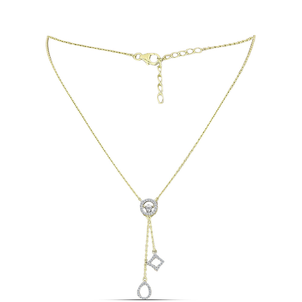 Collar de Plata Bañada en Oro con Diamante blanco y Topacio Blanco 1 