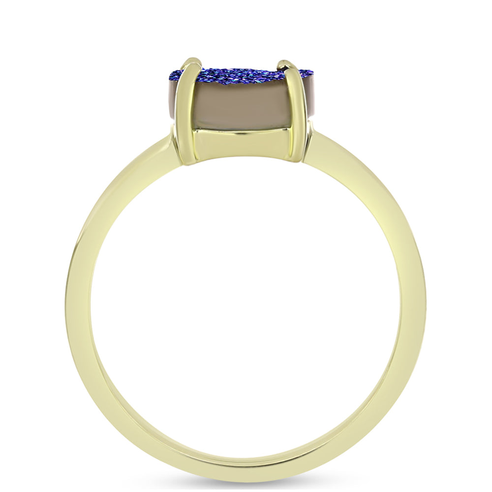 Anillo de Plata Bañada en Oro con Drusa Purpura 2 