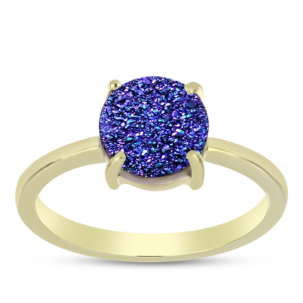 Anillo de Plata Bañada en Oro con Drusa Purpura 3 