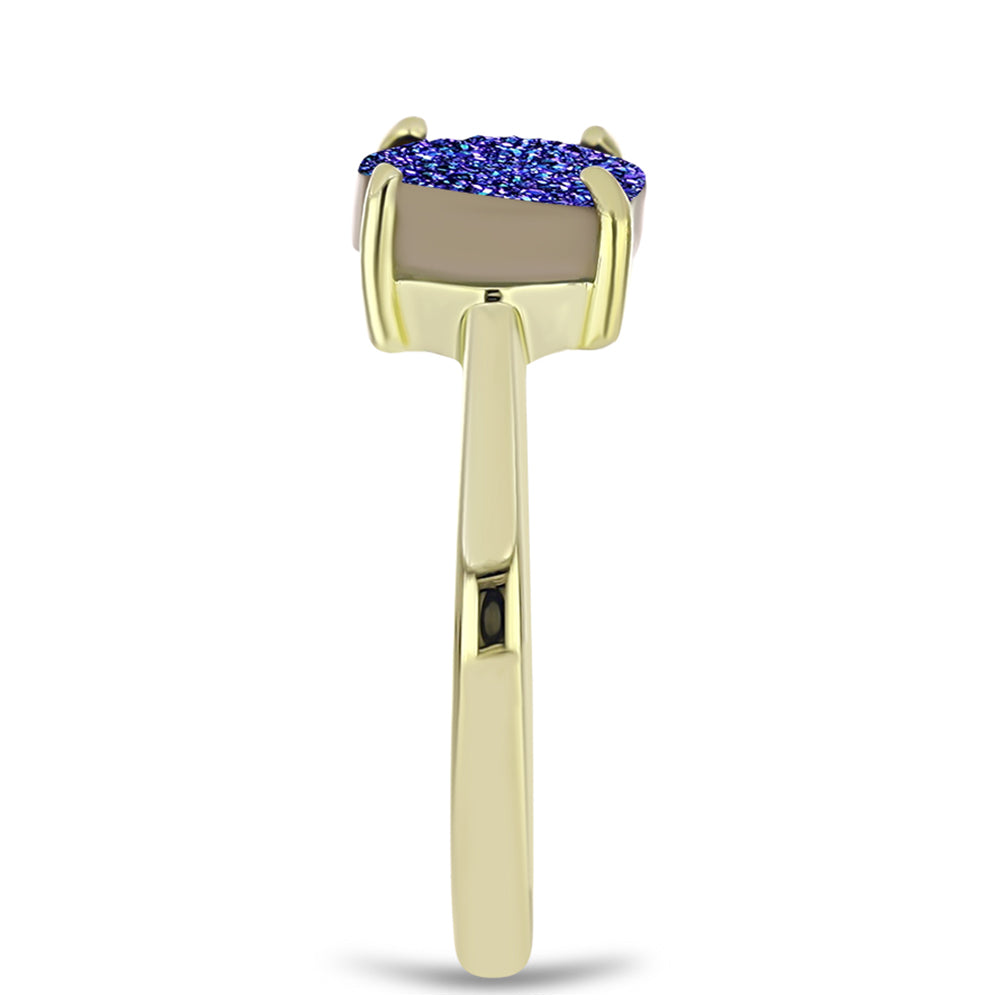 Anillo de Plata Bañada en Oro con Drusa Purpura 4 
