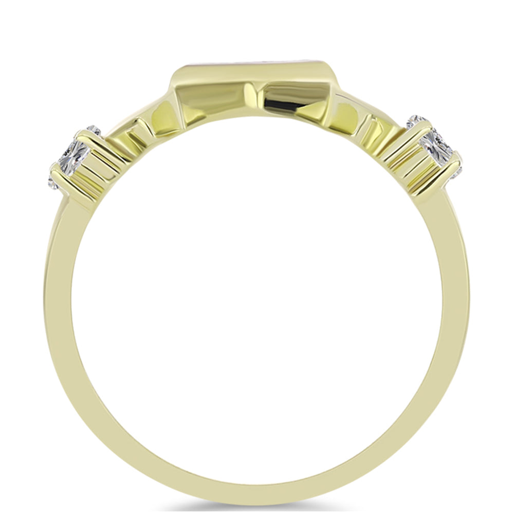 Anillo de Plata Bañada en Oro con Diamante blanco y Topacio Blanco 2 
