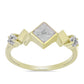 Anillo de Plata Bañada en Oro con Diamante blanco y Topacio Blanco