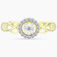 Anillo de Plata Bañada en Oro con Diamante blanco y Topacio Blanco