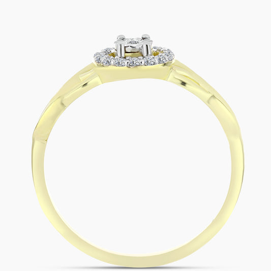 Anillo de Plata Bañada en Oro con Diamante blanco y Topacio Blanco