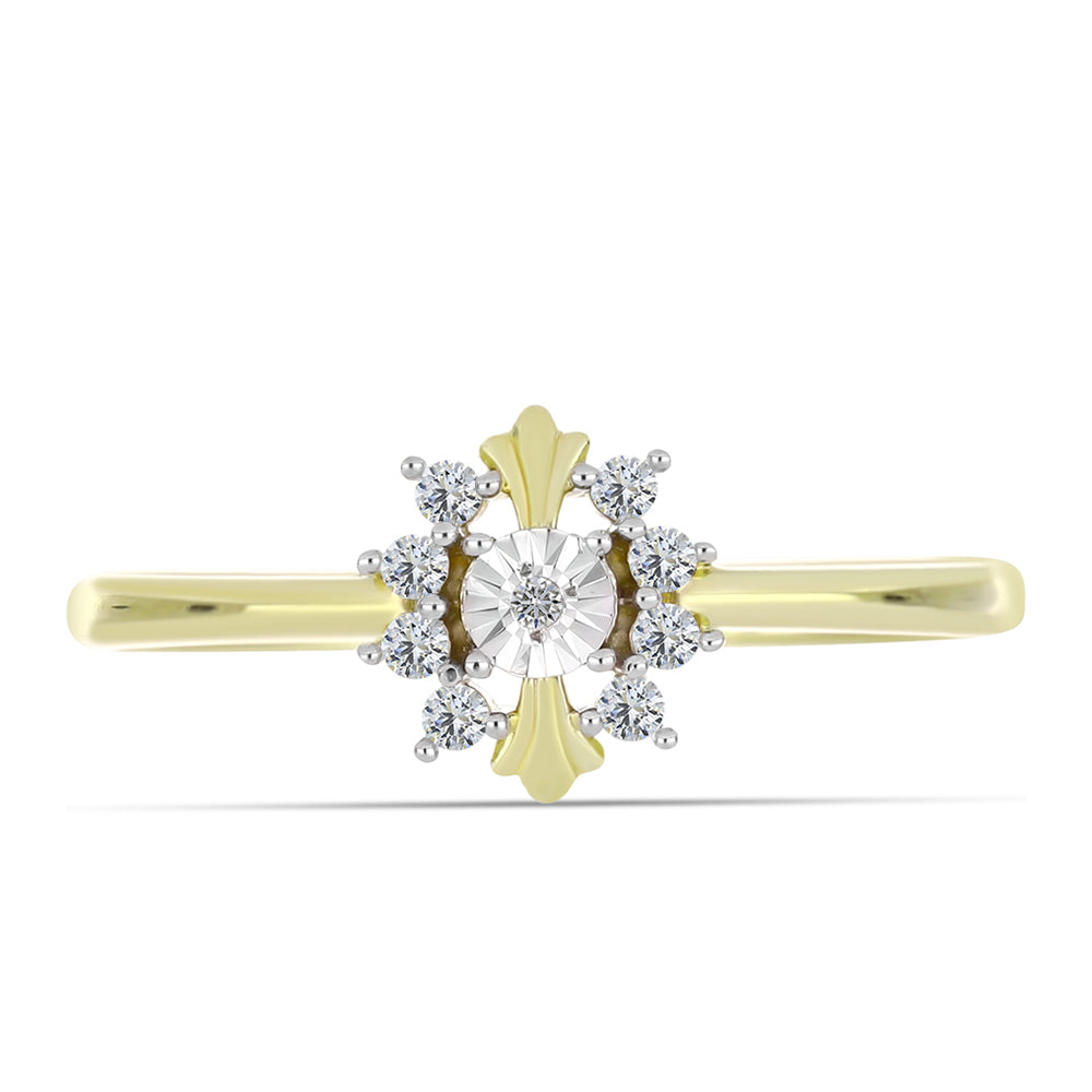 Anillo de Plata Bañada en Oro con Diamante blanco y Topacio Blanco