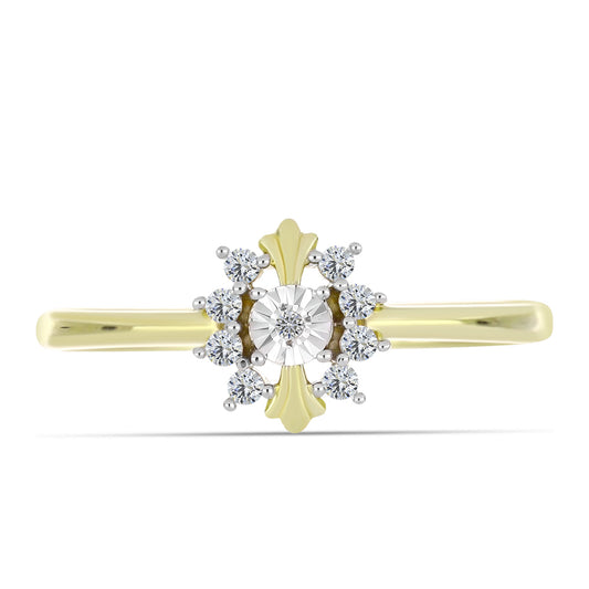 Anillo de Plata Bañada en Oro con Diamante blanco y Topacio Blanco