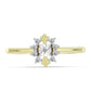 Anillo de Plata Bañada en Oro con Diamante blanco y Topacio Blanco