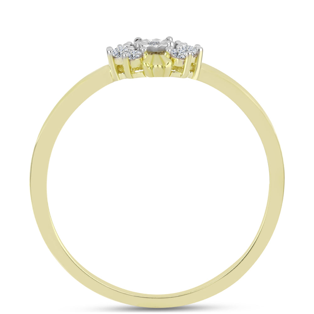 Anillo de Plata Bañada en Oro con Diamante blanco y Topacio Blanco