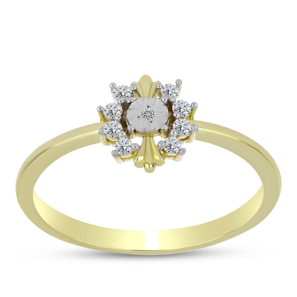 Anillo de Plata Bañada en Oro con Diamante blanco y Topacio Blanco 3 