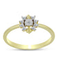 Anillo de Plata Bañada en Oro con Diamante blanco y Topacio Blanco