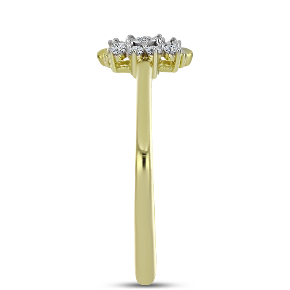Anillo de Plata Bañada en Oro con Diamante blanco y Topacio Blanco
