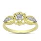 Anillo de Plata Bañada en Oro con Diamante blanco y Topacio Blanco