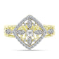Anillo de Plata Bañada en Oro con Diamante blanco y Topacio Blanco