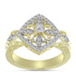 Anillo de Plata Bañada en Oro con Diamante blanco y Topacio Blanco