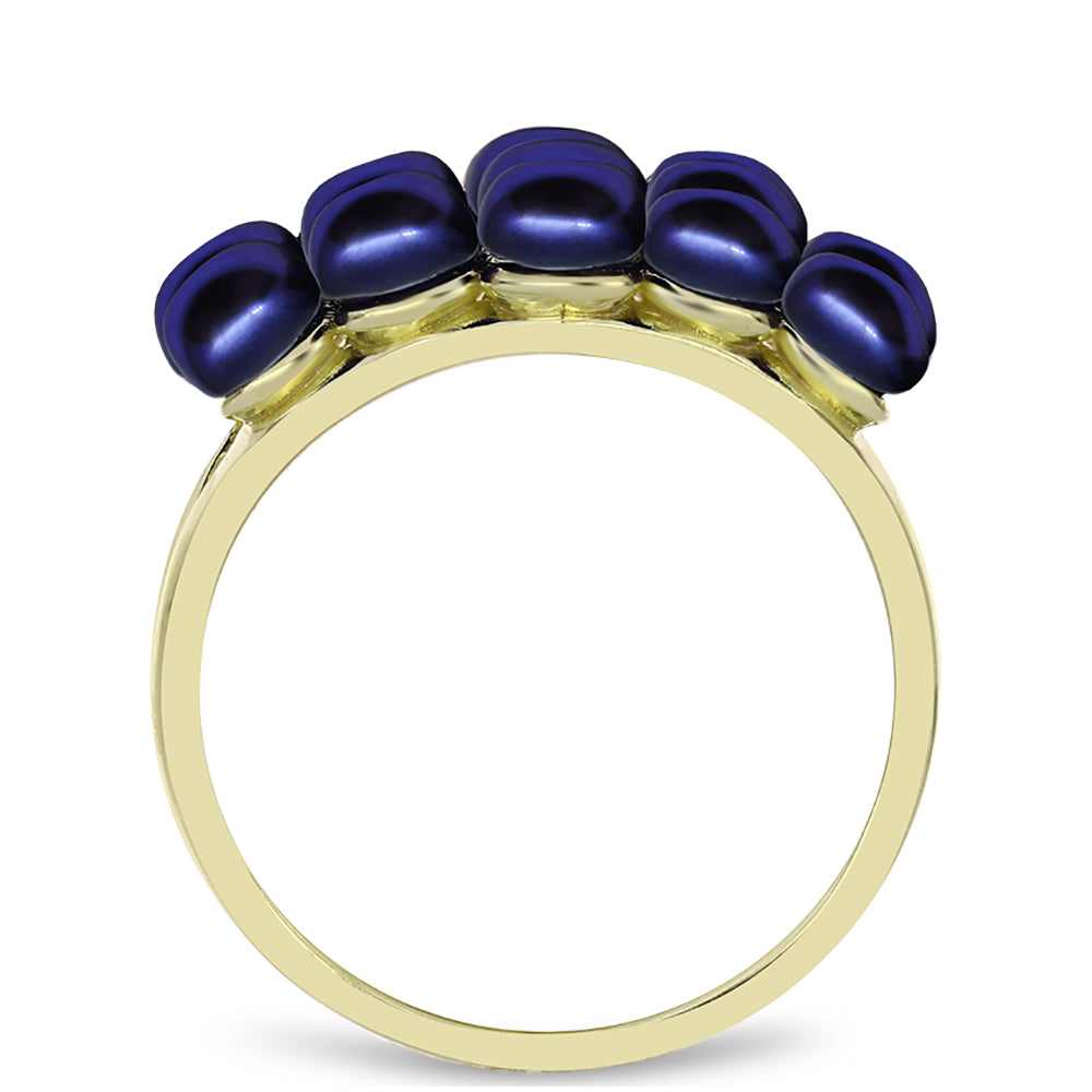 Anillo de Plata Bañada en Oro con Perla Negra de Agua dulce 6 