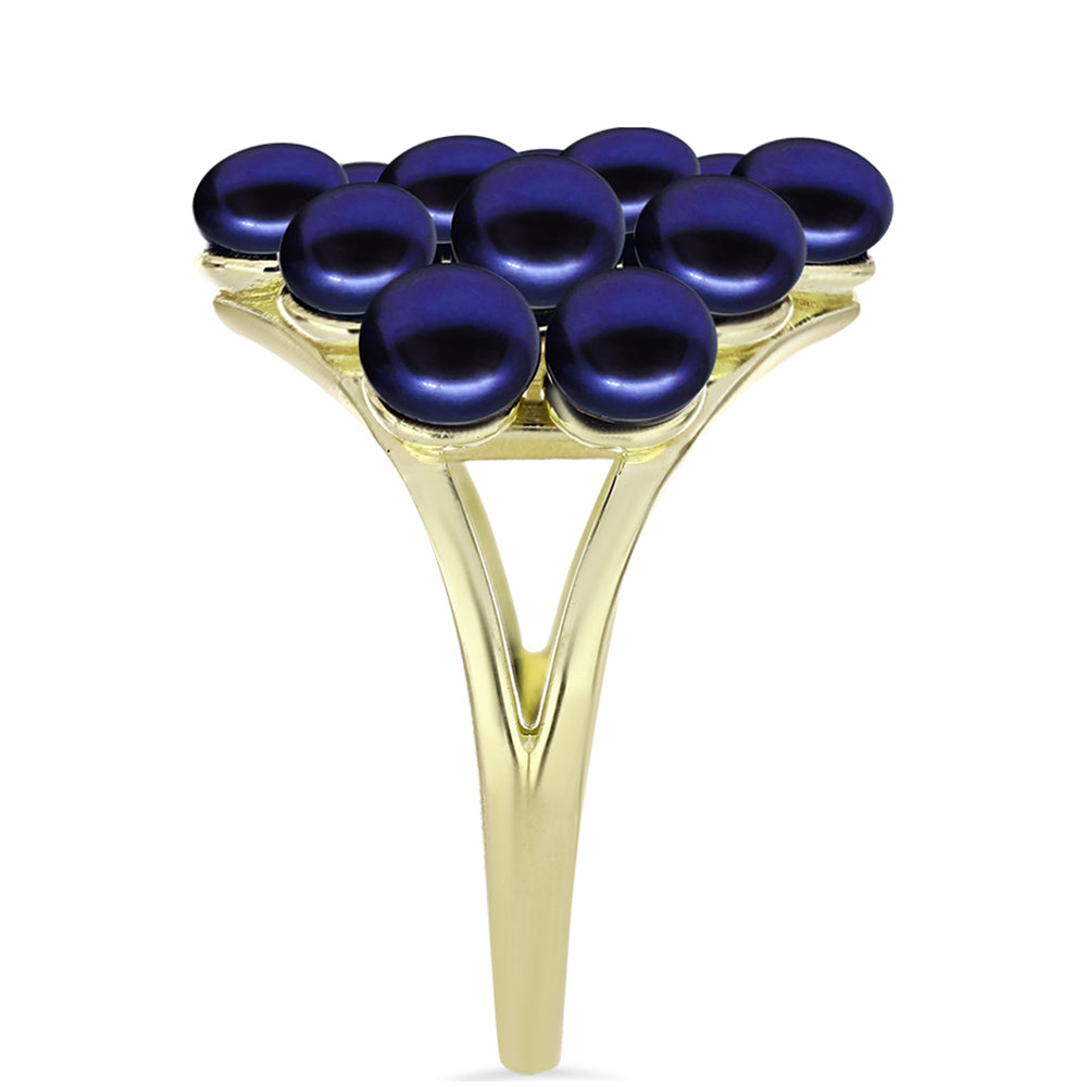 Anillo de Plata Bañada en Oro con Perla Negra de Agua dulce 4 