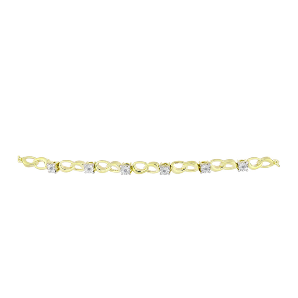 Pulsera de Plata Bañada en Oro con Diamante blanco 5 