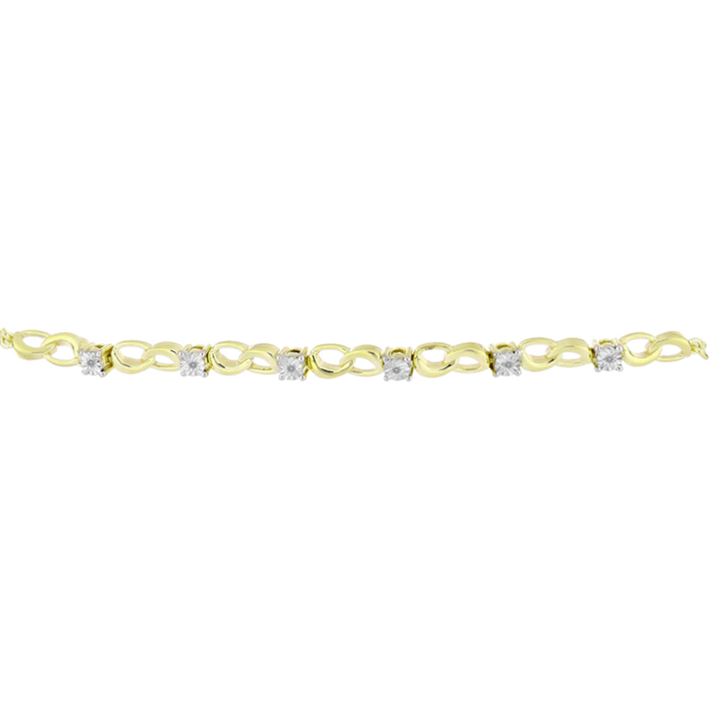 Pulsera de Plata Bañada en Oro con Diamante blanco