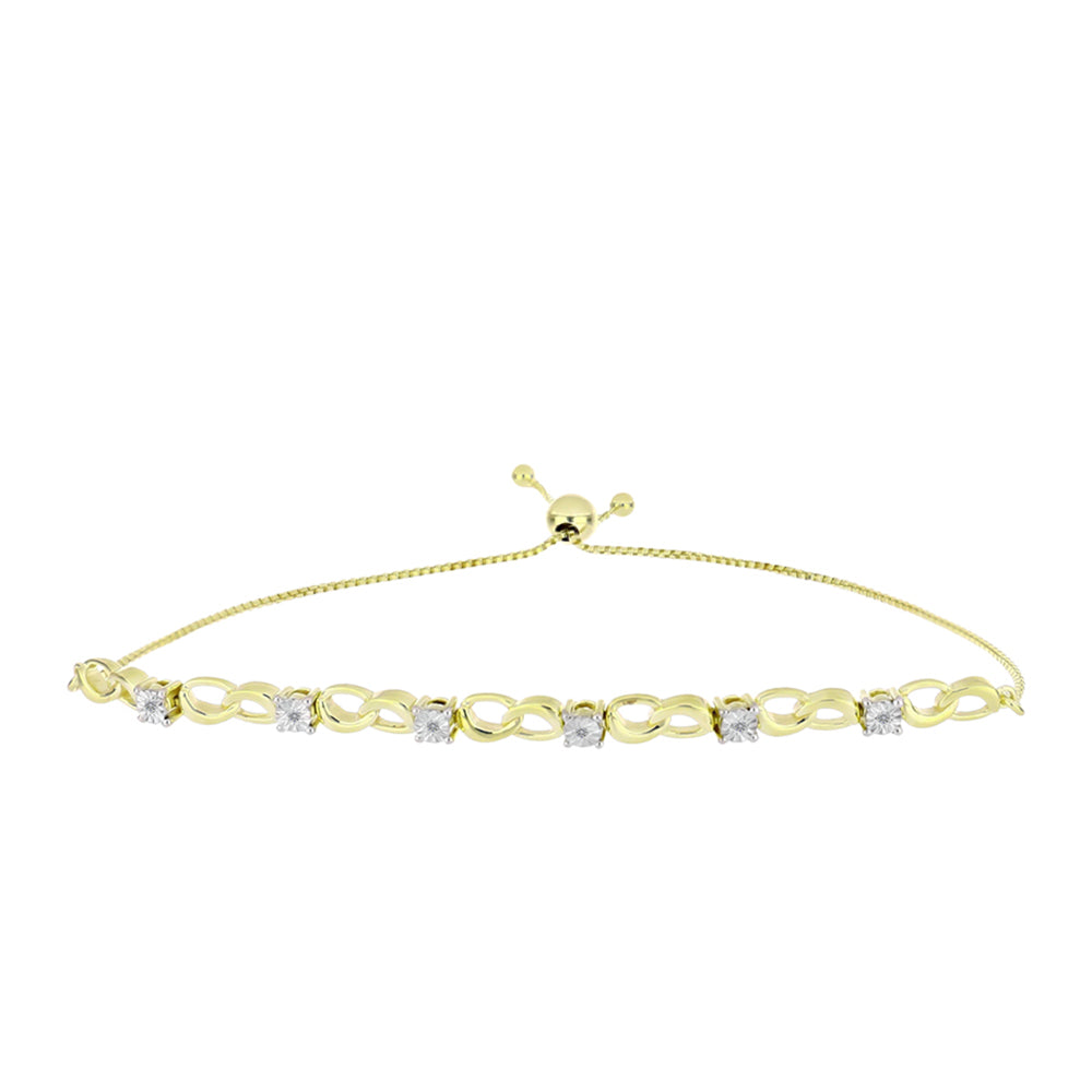 Pulsera de Plata Bañada en Oro con Diamante blanco 6 
