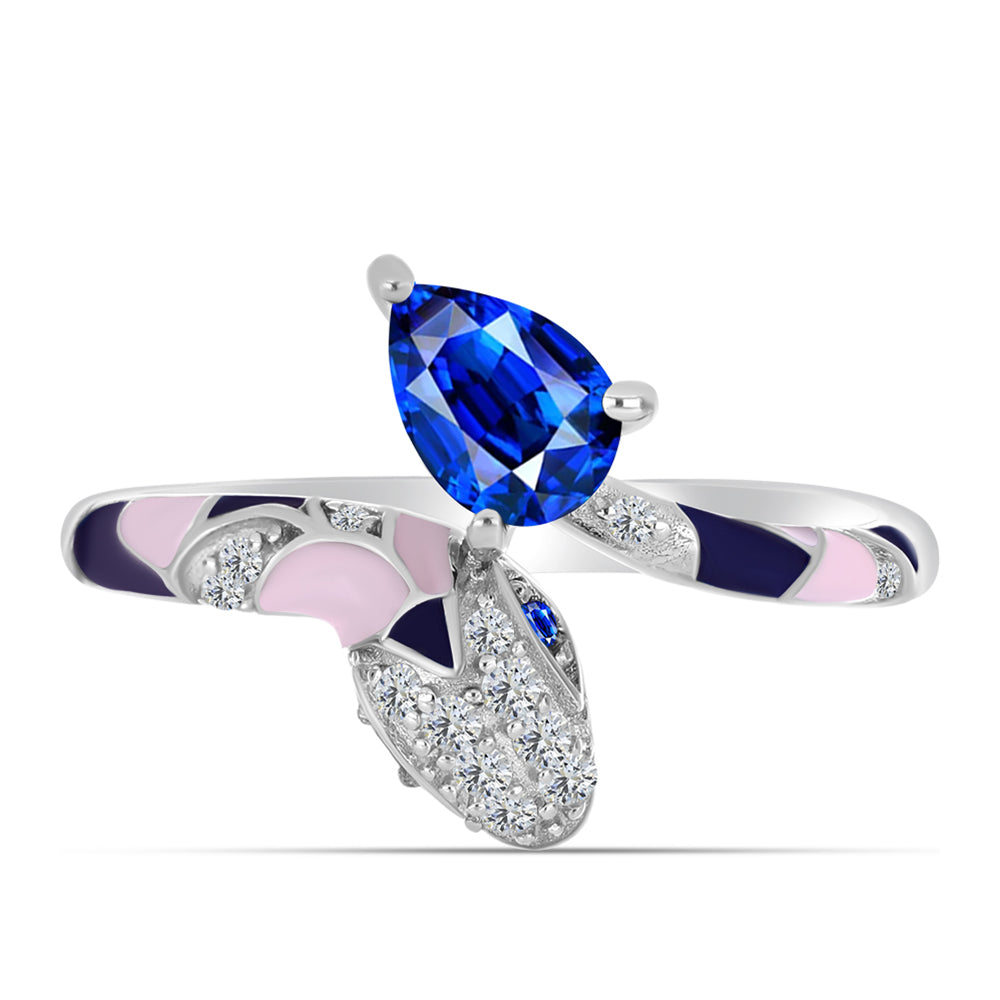 Anillo de Plata con Zafiro Azul Australiano y Topacio Blanco 1 