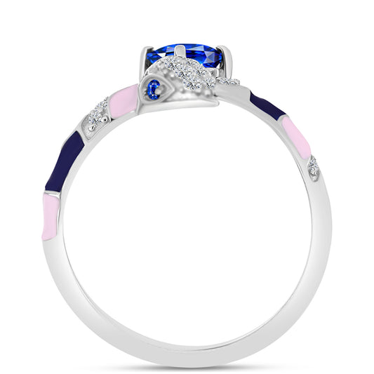 Anillo de Plata con Zafiro Azul Australiano y Topacio Blanco