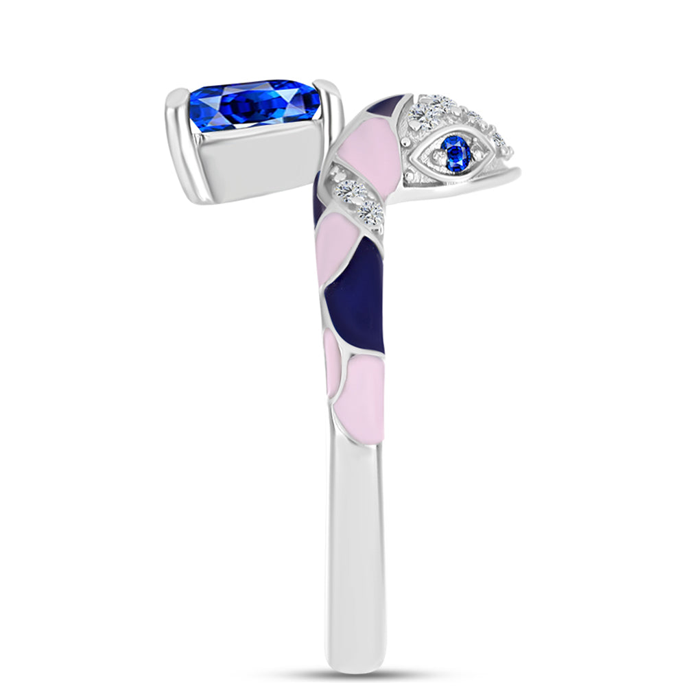 Anillo de Plata con Zafiro Azul Australiano y Topacio Blanco 12 