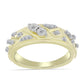 Anillo de Plata Bañada en Oro con Diamante blanco y Topacio Blanco
