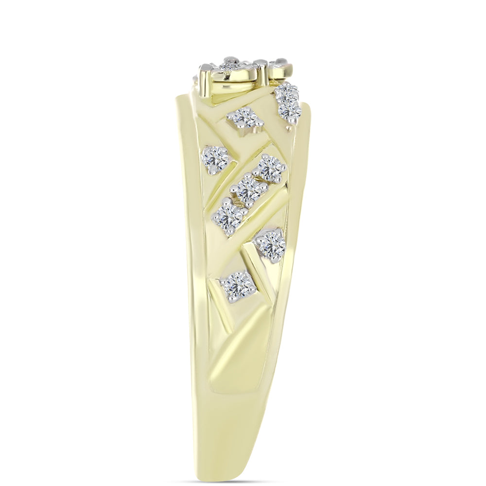 Anillo de Plata Bañada en Oro con Diamante blanco y Topacio Blanco