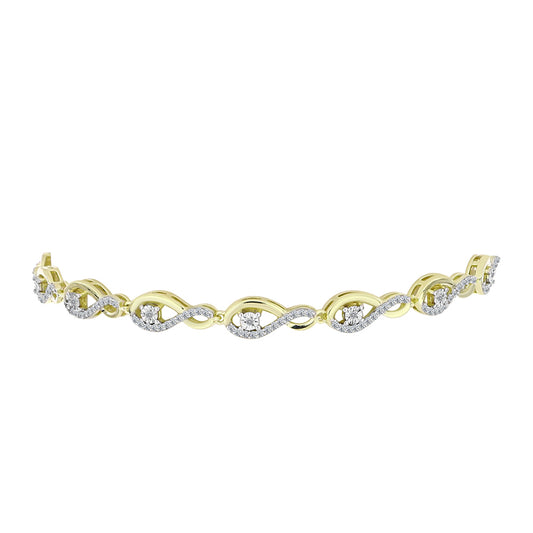 Pulsera de Plata Bañada en Oro con Diamante blanco y Topacio Blanco