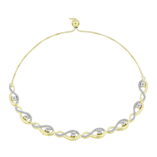 Pulsera de Plata Bañada en Oro con Diamante blanco y Topacio Blanco